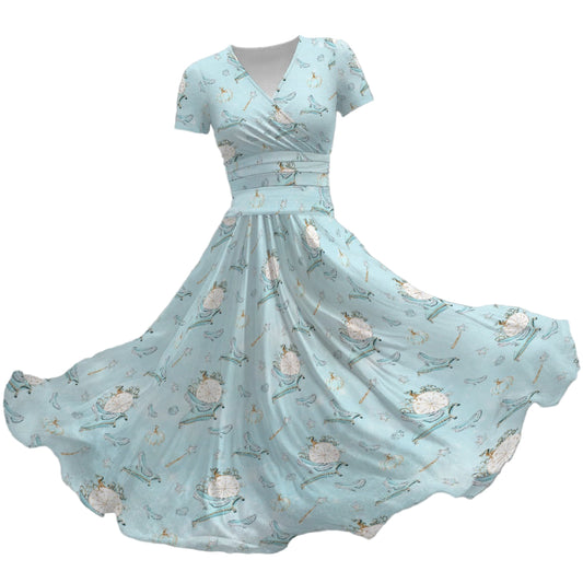 Enchanted Glass Slipper - Women's V-Neck Ruched Midi Dress