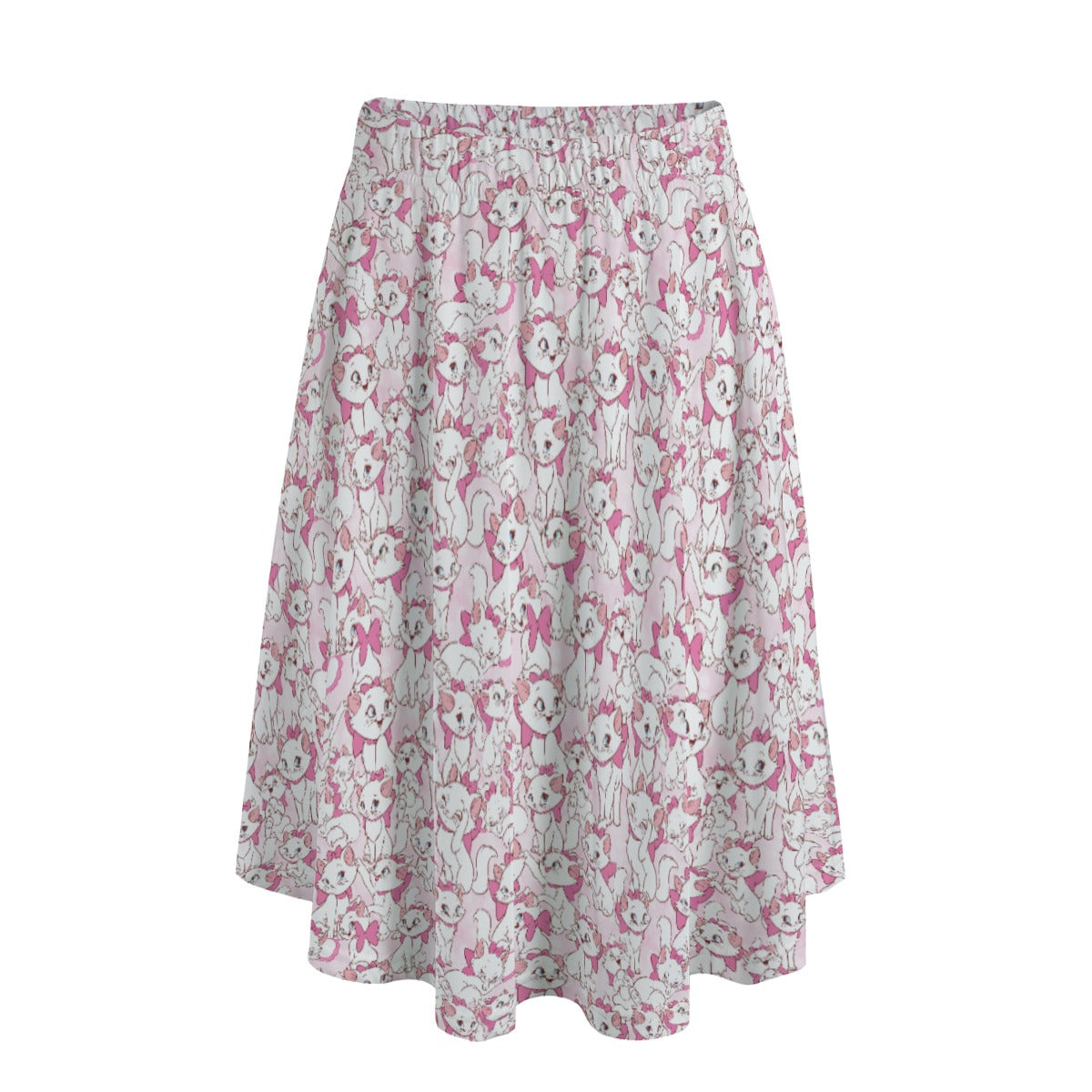 Sweet Kitten with Pink Bow - Women’s Pocket Midi Skirt
