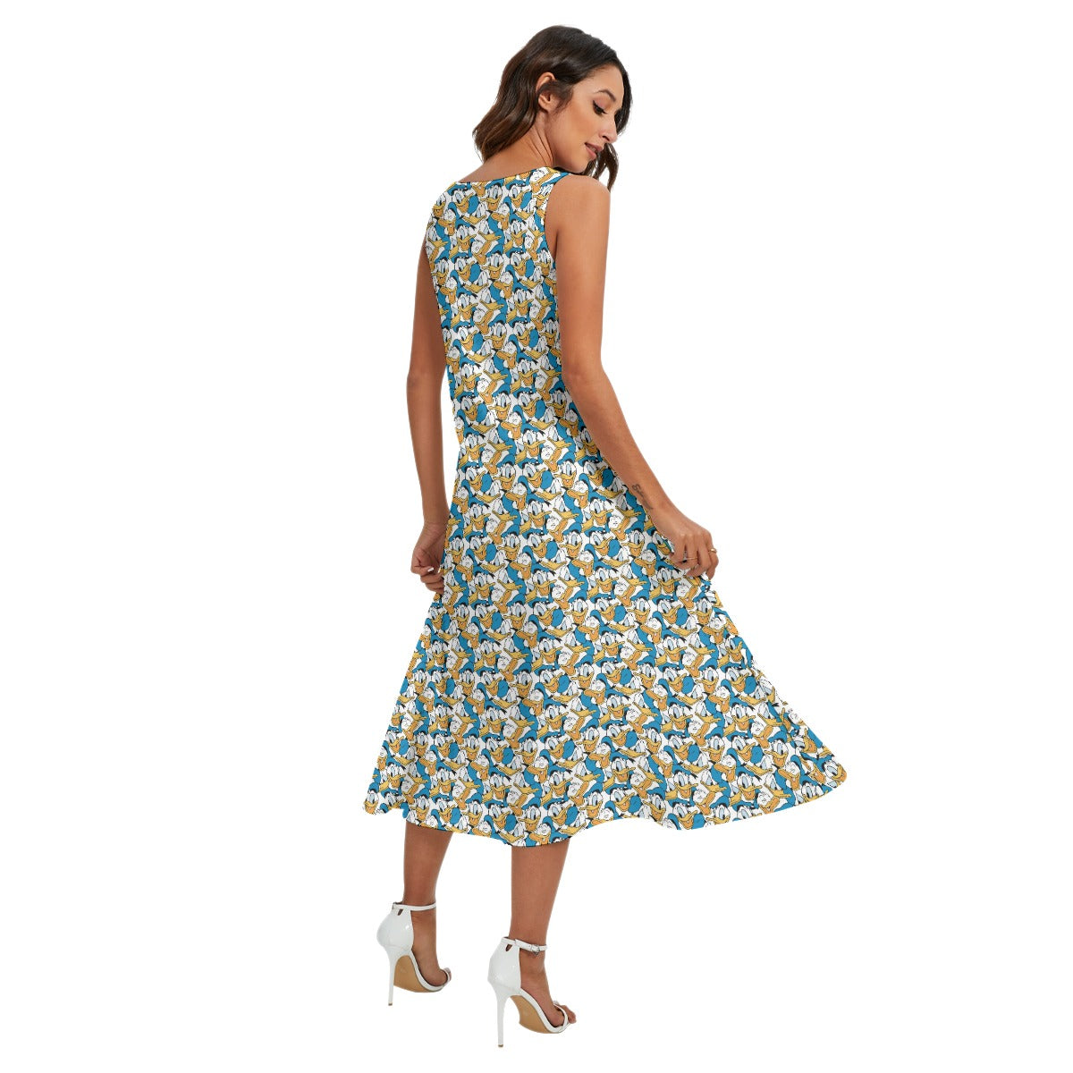 Many Faces of Feisty Duck - Women’s Diagonal Pocket Midi Dress