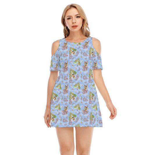 Briar Patch Splash - Women's Cold Shoulder Cotton Dress
