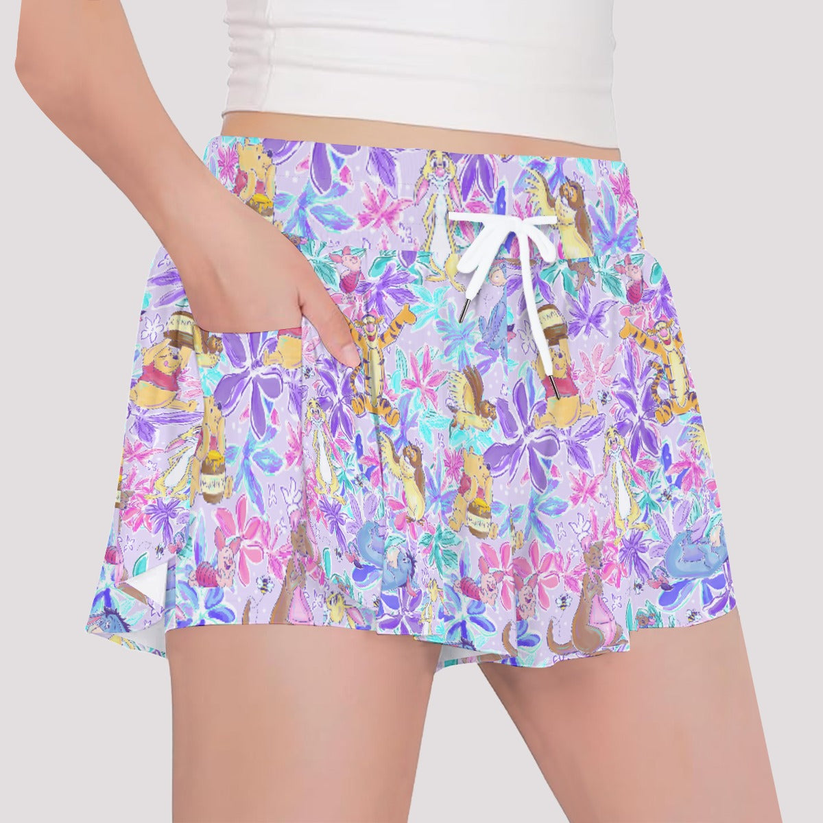 Storybook Friends in Bloom - Girls’ Flowy Pocket Shorts