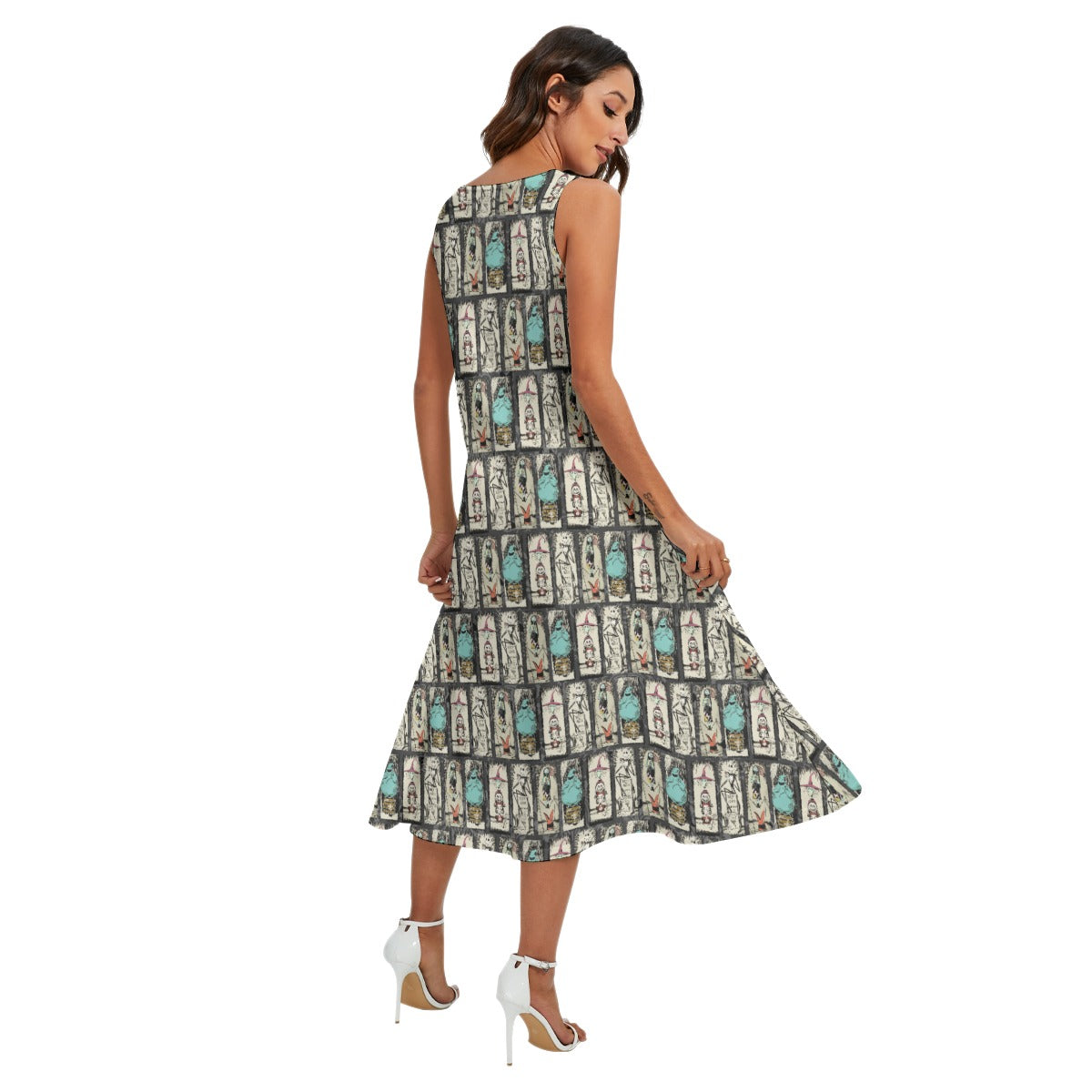 Stretching Haunted Nightmare - Women’s Diagonal Pocket Midi Dress