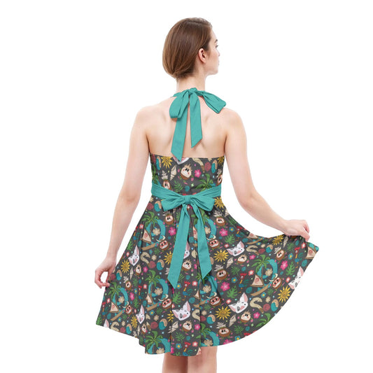 Polynesian Princess Icons - Women's Halter Vintage Pocket Dress