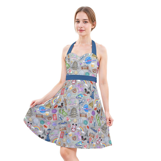 EC Around The World Experience - Women's Halter Vintage Pocket Dress