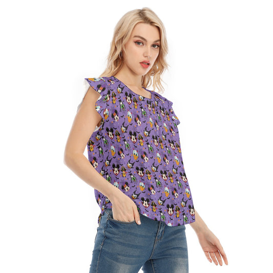 Halloween Friends in Costume - Women’s Flutter Sleeve Top