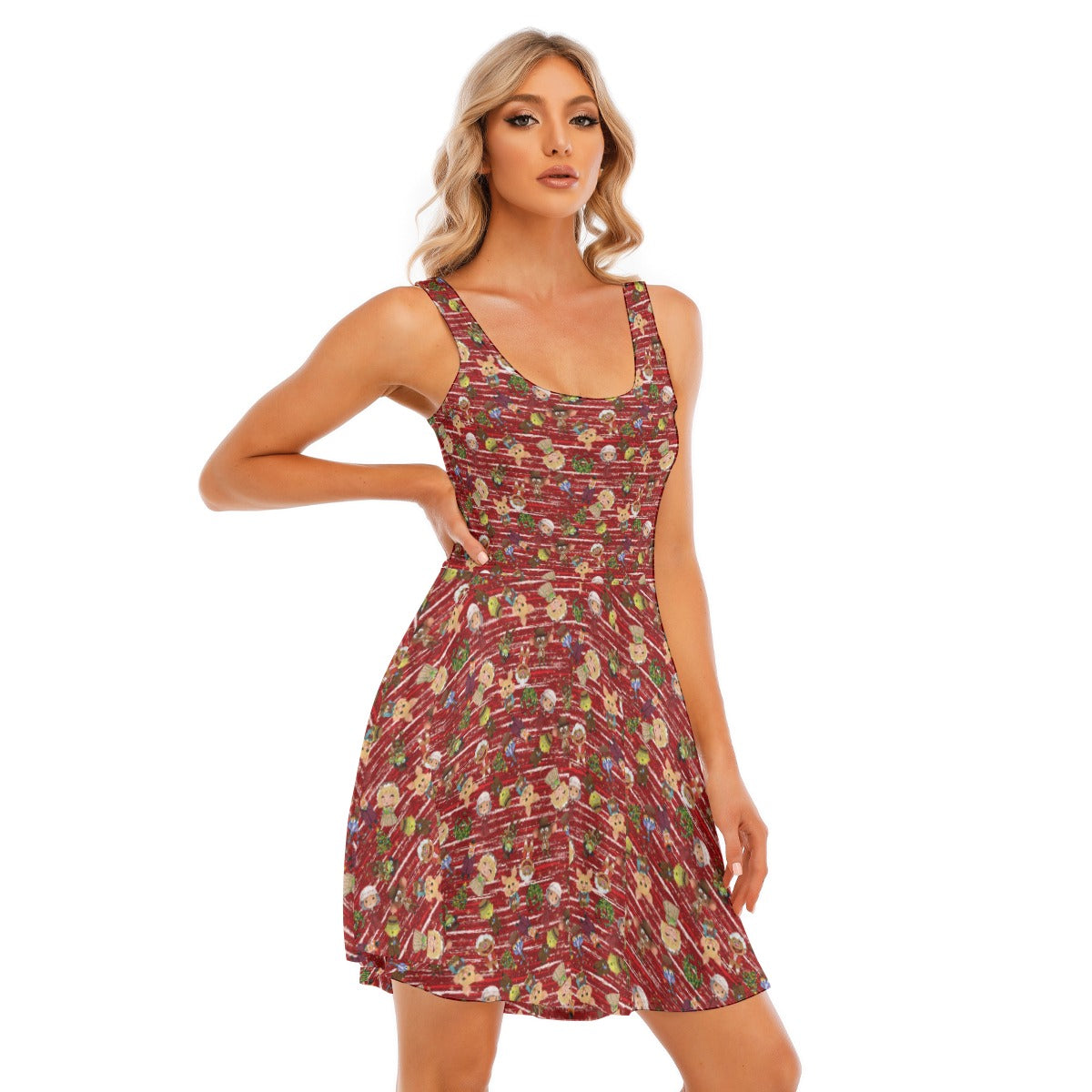 A Very Festive Puppet Christmas - Women's Sleeveless Pocket Skater Dress