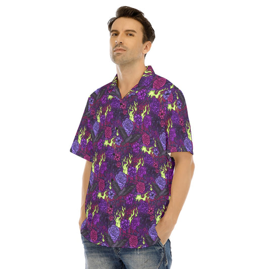 Fairytale Florals - Maleficent Inspired - Men's Hawaiian Button Up Shirt