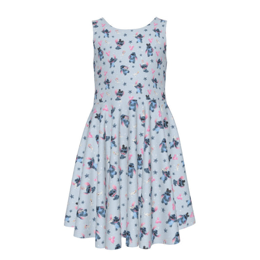 Happy Blue Alien - Kid's Sleeveless Skater Dress