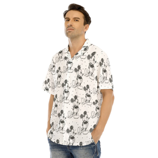 Sketch of Classic Mouse - Men's Hawaiian Button Up Shirt