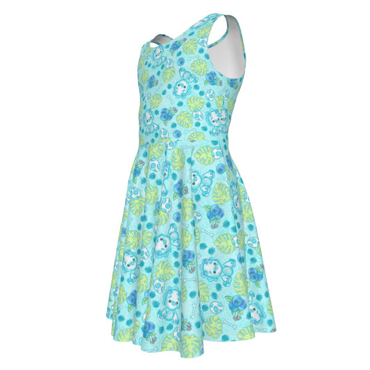 Fruitimals - Blueberry Dinosaurs - Kid's Sleeveless Skater Dress