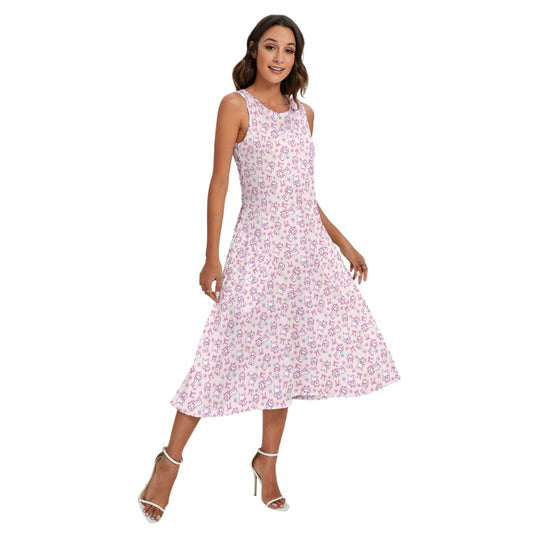 Rainbow Bow Kitty - Women’s Diagonal Pocket Midi Dress