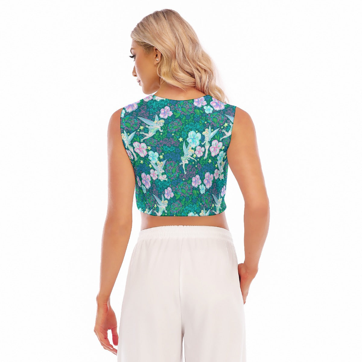 Pixie in Neon Blooms - Women’s Sleeveless Cropped Tee