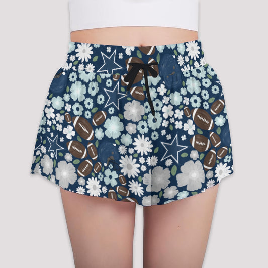 Blue Star Blooms - Girls’ Flowy Pocket Shorts