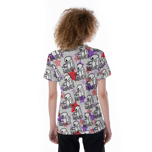 White Robot Balala - Women's Short Sleeve V-Neck T-Shirt