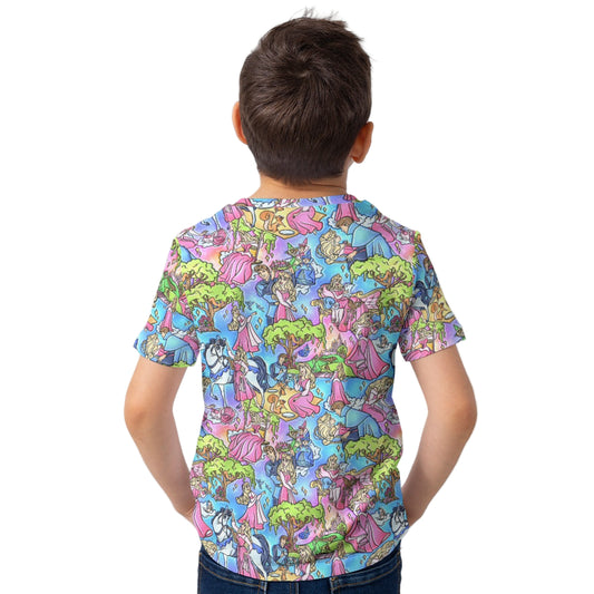 Dreaming Princess Storybook Scenes - Kid’s Short Sleeve T-Shirt