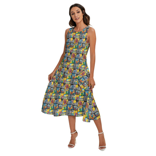 Superhero Stitch - Comic Action - Women’s Diagonal Pocket Midi Dress