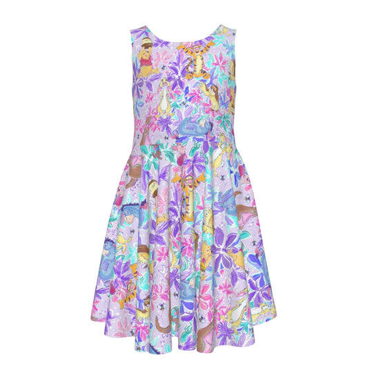 Storybook Friends in Bloom - Kid's Sleeveless Skater Dress