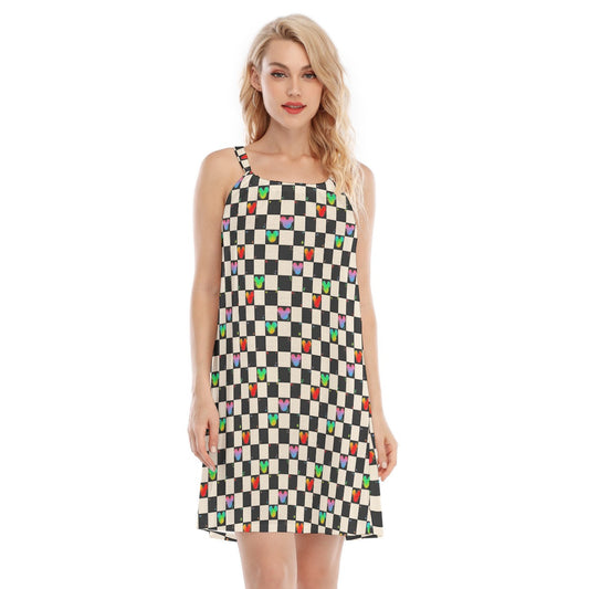 Rainbow Checker Mouse Ears - Women’s Adjustable Sundress