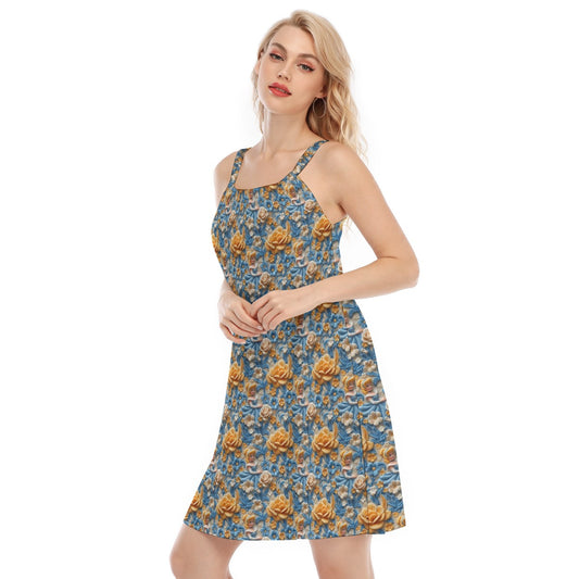 Regal Embroidered Royal Maiden - Women’s Adjustable Sundress