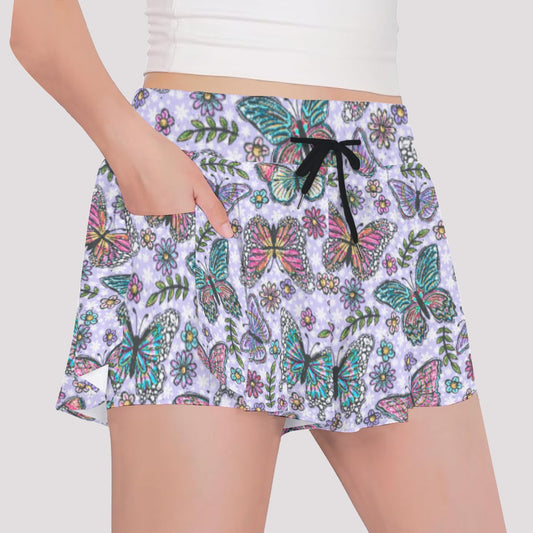 Butterfly Magic - Girls’ Flowy Pocket Shorts