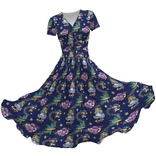 Whimsical Enchanted Forest - Women's V-Neck Ruched Midi Dress