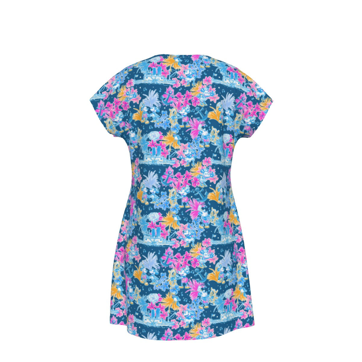 Bright Tropical Whimsy - Vintage Steamboat Captain - Women's T-Shirt Dress