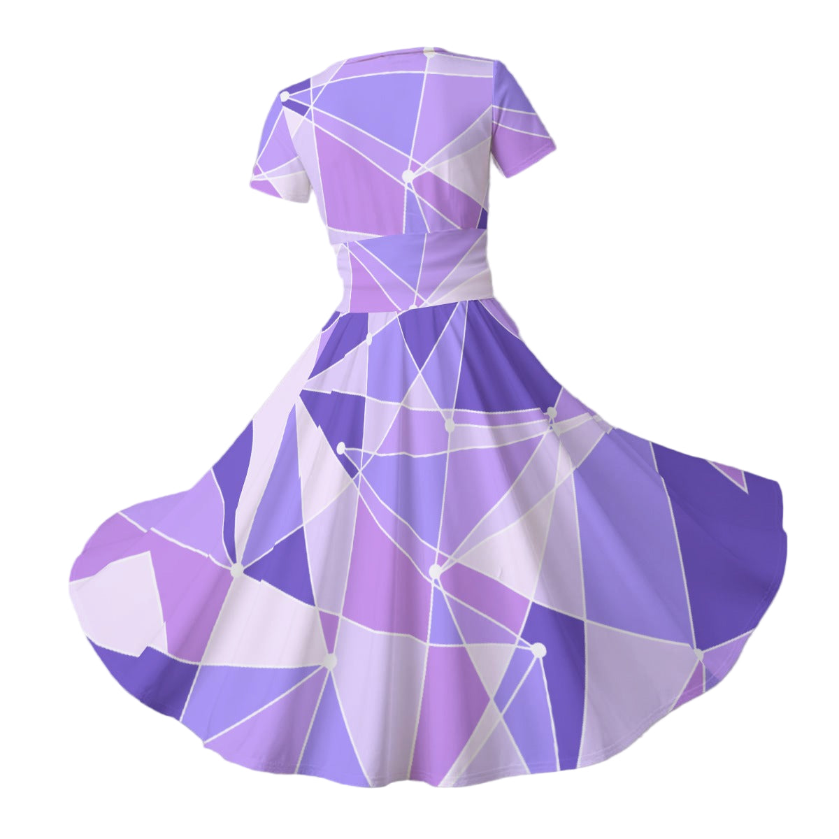 Geometric Purple Wall - Women's V-Neck Ruched Midi Dress