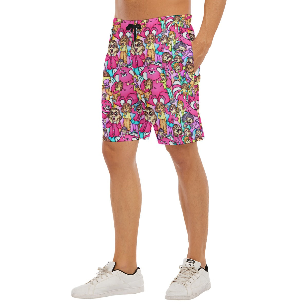 Red Panda Chaos Scenes - Men’s Pocket Beach Shorts