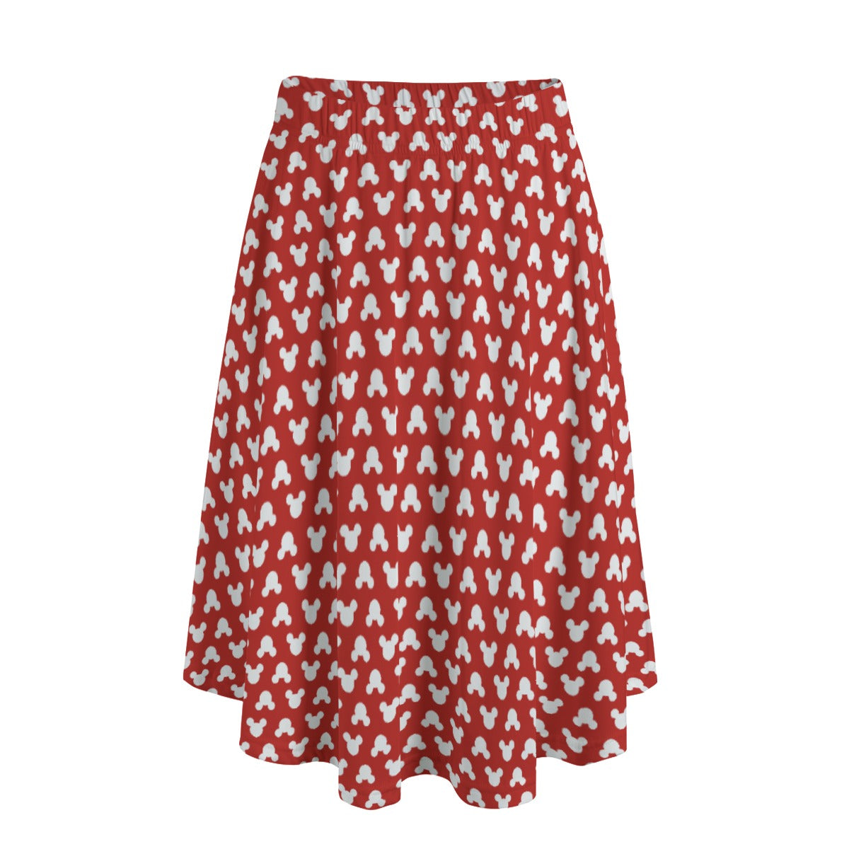 Playful Polka Dot Ears Red - Women’s Pocket Midi Skirt