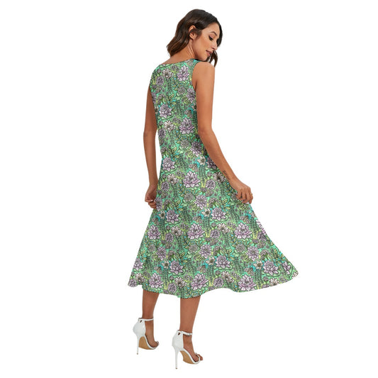 Fairytale Florals - Tiana Inspired - Women’s Diagonal Pocket Midi Dress