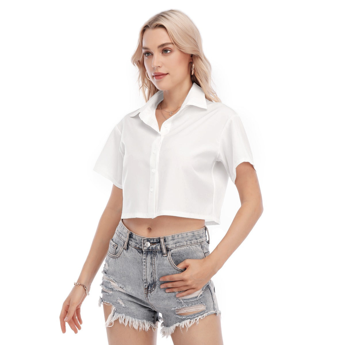 Pick Any Print from our Shop - Women’s Cropped Button-Up Shirt