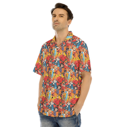 Super Squad Sketched - Men's Hawaiian Button Up Shirt
