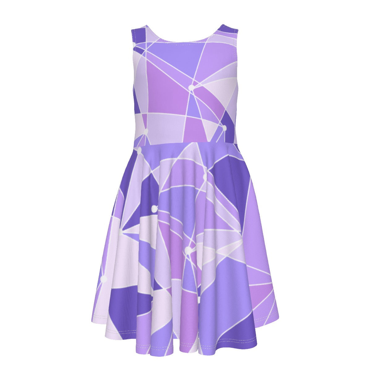 Geometric Purple Wall - Kid's Sleeveless Skater Dress