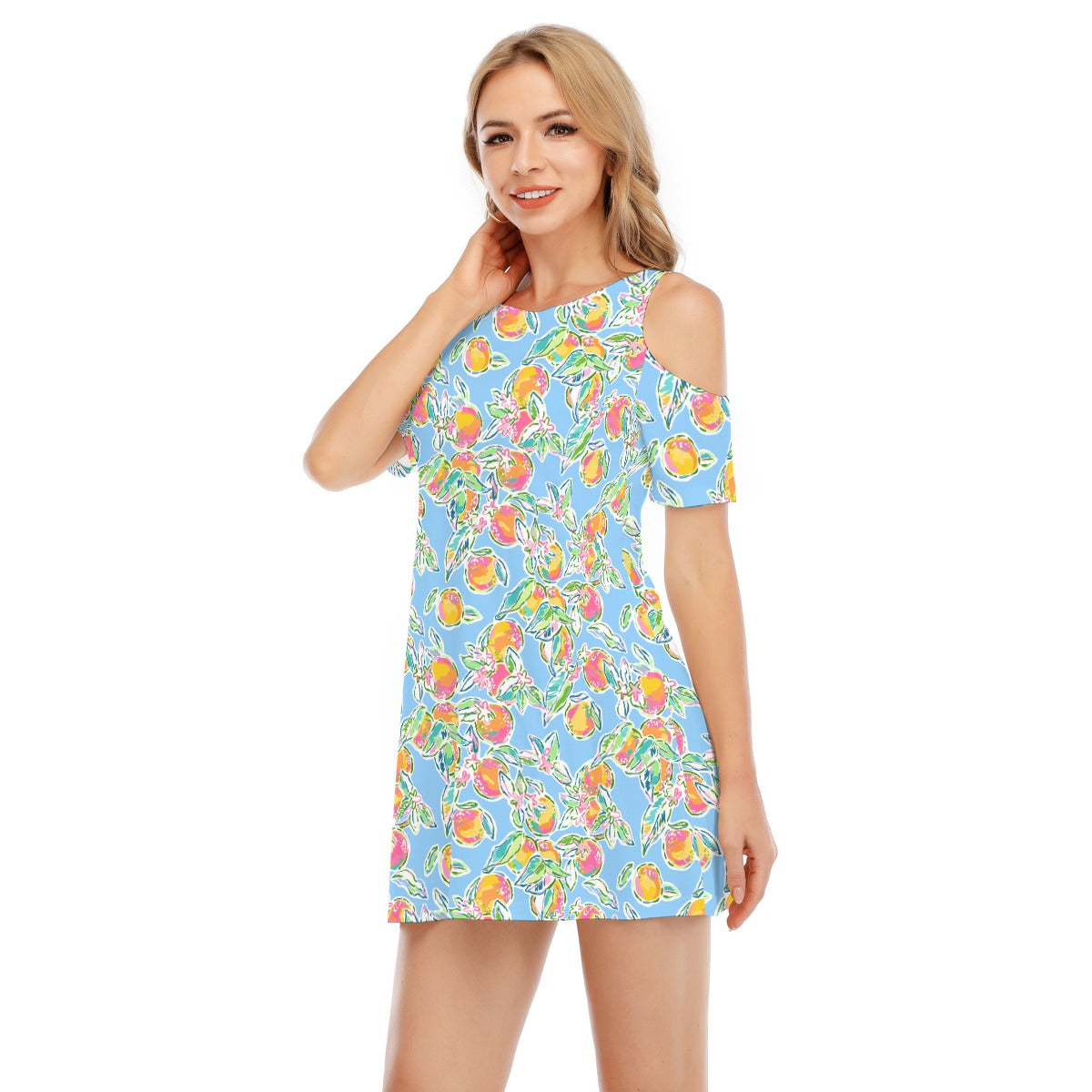 Peachy Keen - Women's Cold Shoulder Cotton Dress