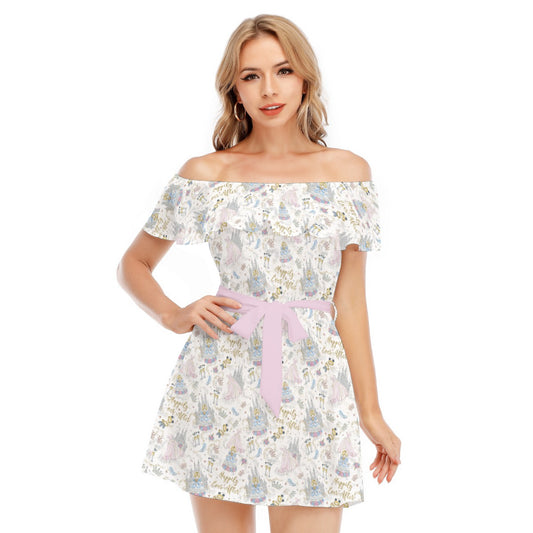 Happily Ever After Weddings - Women's Off-shoulder Ruffle Dress