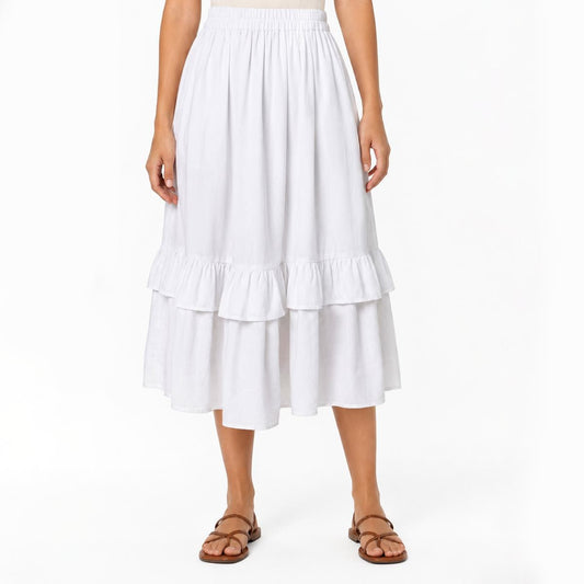 Pick Any Print from our Shop - Women’s Boho Ruffle Midi Skirt with Pockets