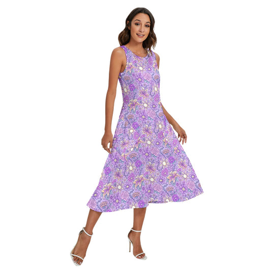 Fairytale Florals - Rapunzel Inspired - Women’s Diagonal Pocket Midi Dress