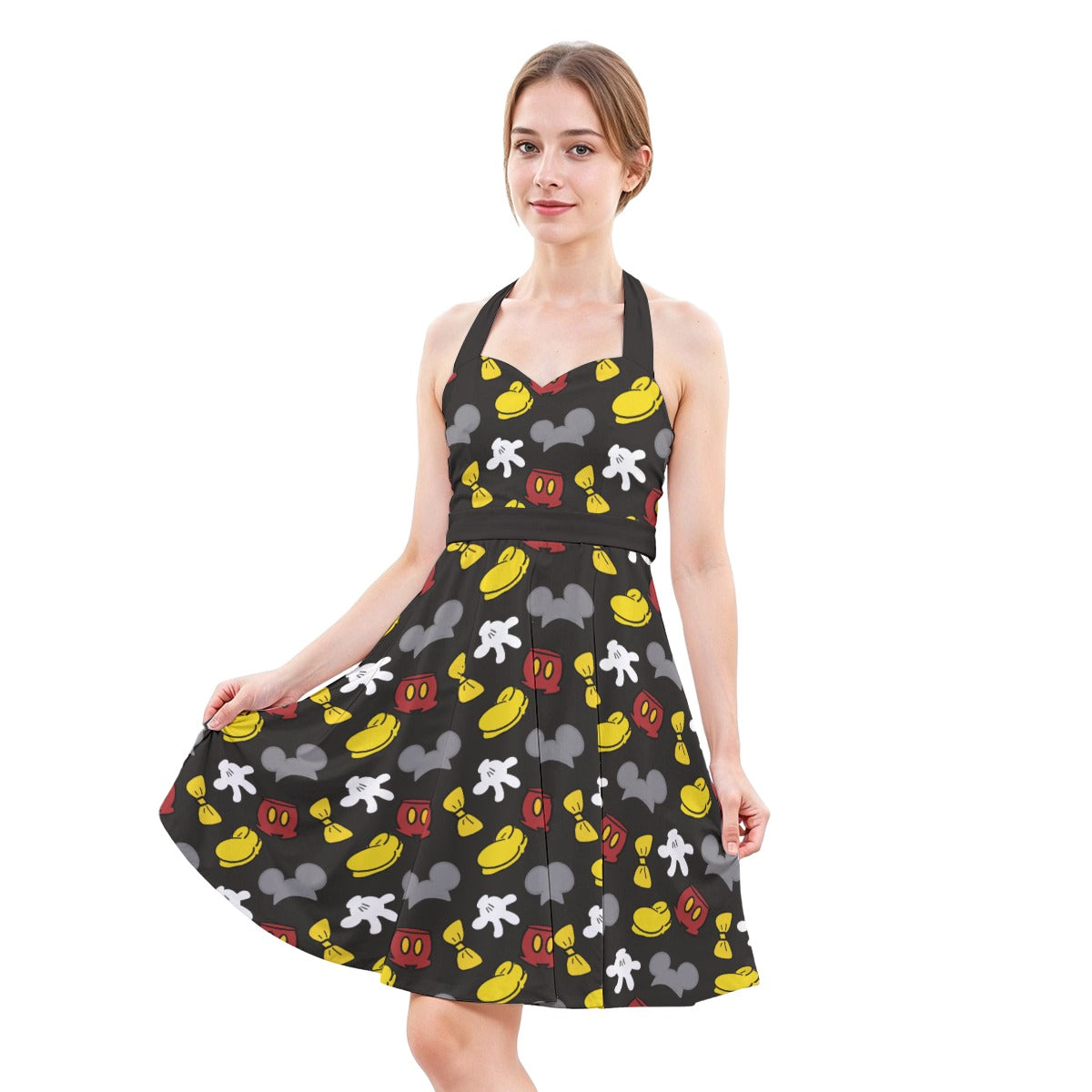 Classic Mouse Style - Women's Halter Vintage Pocket Dress