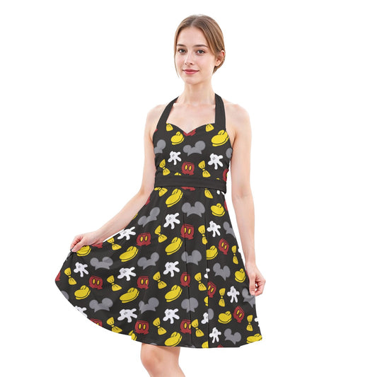 Classic Mouse Style - Women's Halter Vintage Pocket Dress