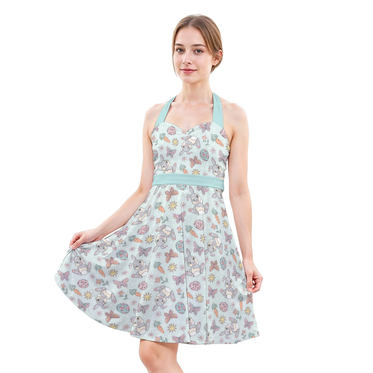 Springtime Bunny Cheer - Women's Halter Vintage Pocket Dress