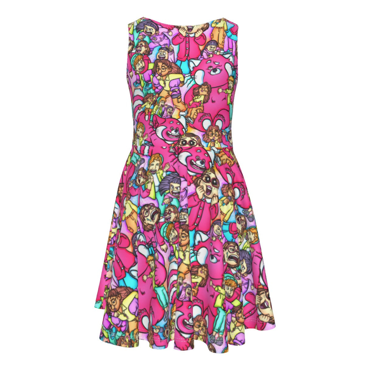 Red Panda Chaos Scenes - Kid's Sleeveless Skater Dress