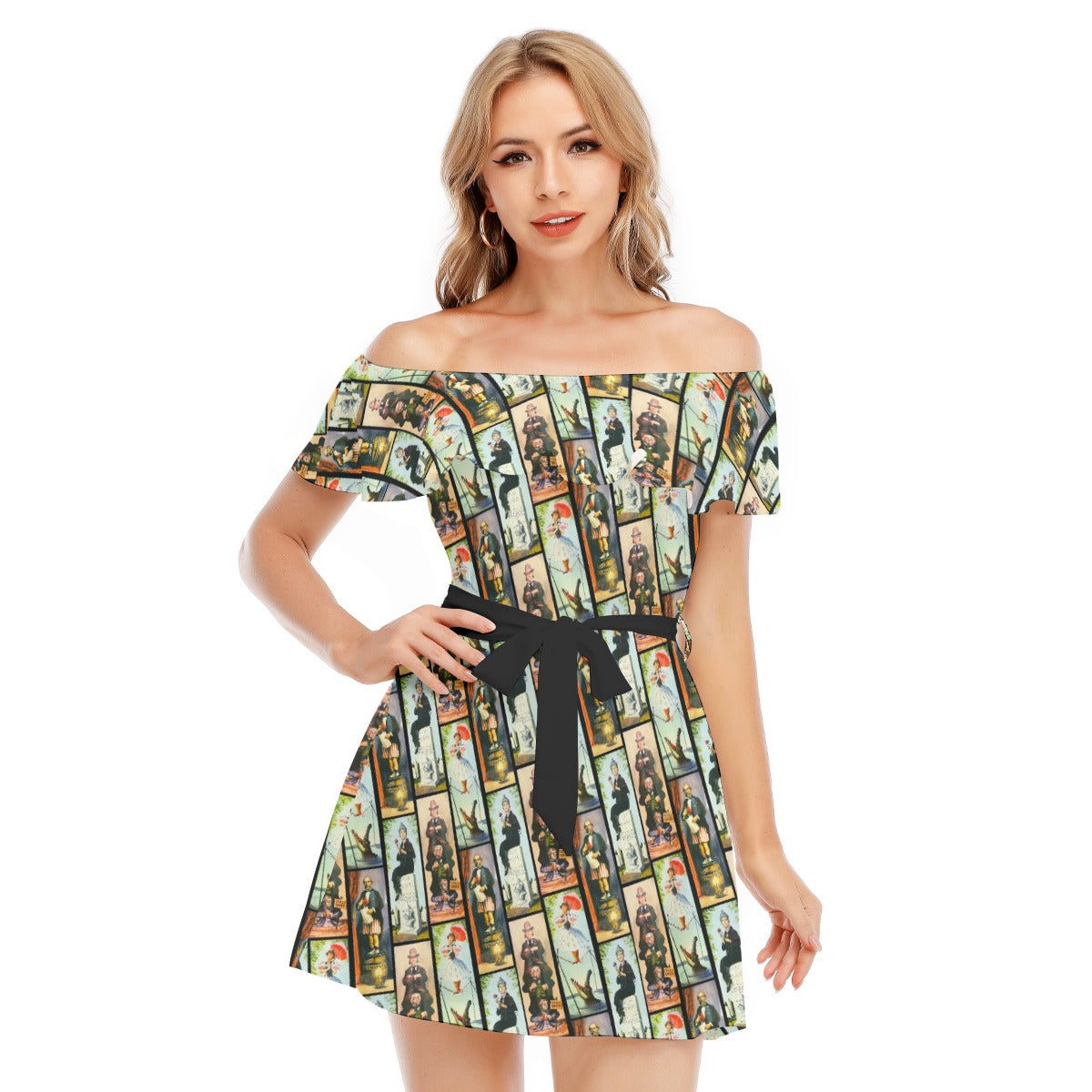 Stretch Room Portraits - Women's Off-shoulder Ruffle Dress