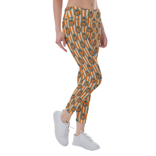 Pumpkin Cameo Stripes - Women's Yoga Leggings