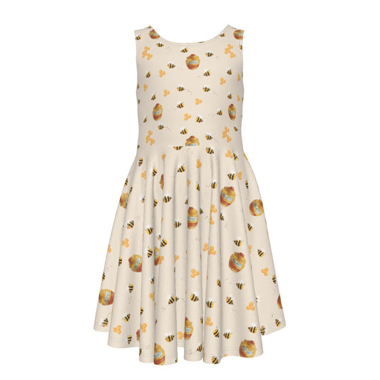 Sweet Hunny Pot & Bees- Kid's Sleeveless Skater Dress