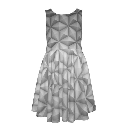 Geometric Spaceship Sphere - Kid's Sleeveless Skater Dress