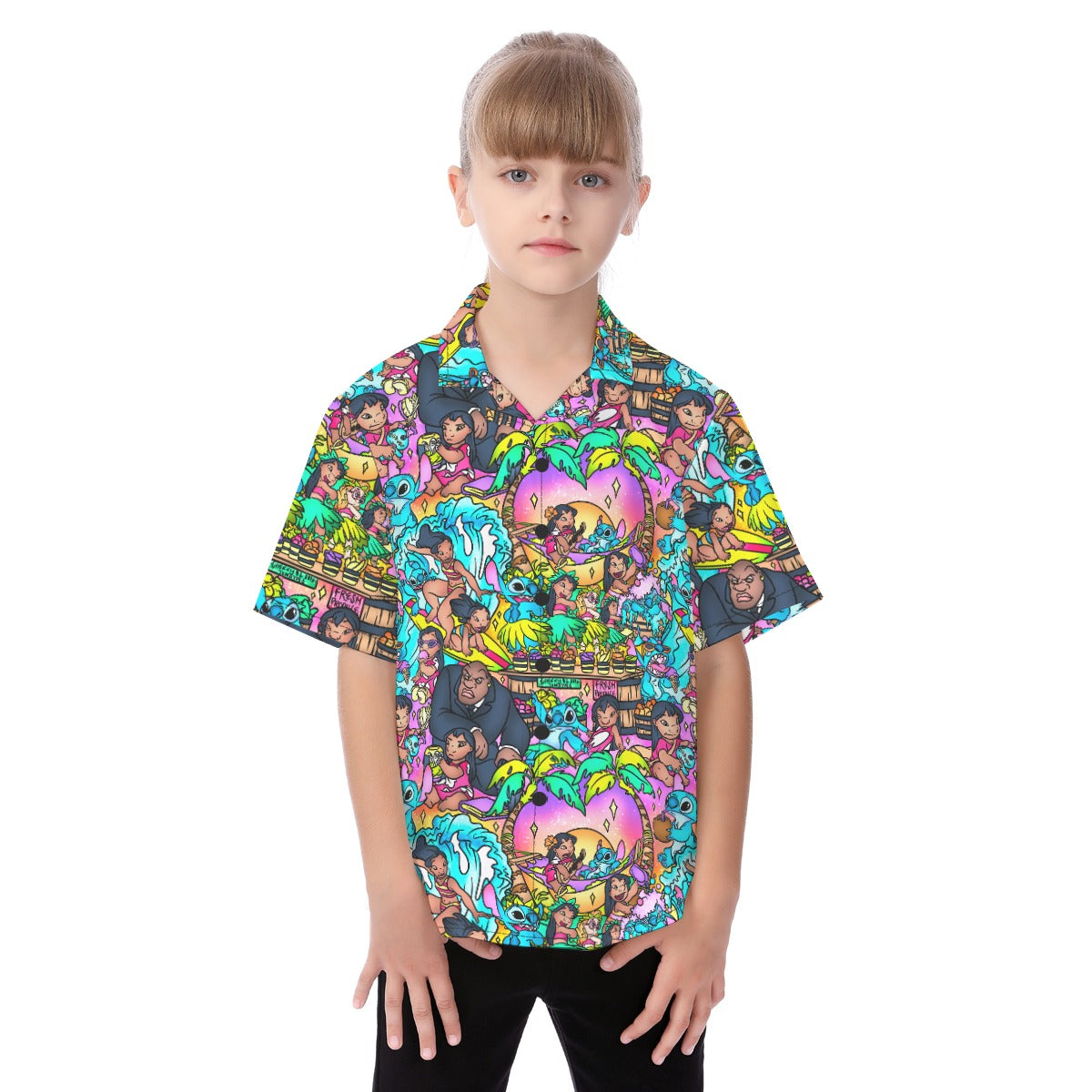 Ohana Island Storybook Scenes - Kid's Hawaiian Button Up Shirt