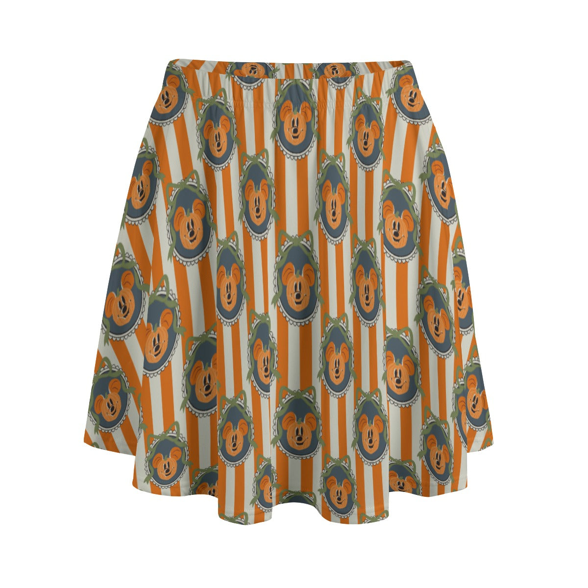 Pumpkin Cameo Stripes - Women's Pocket Skater Skirt