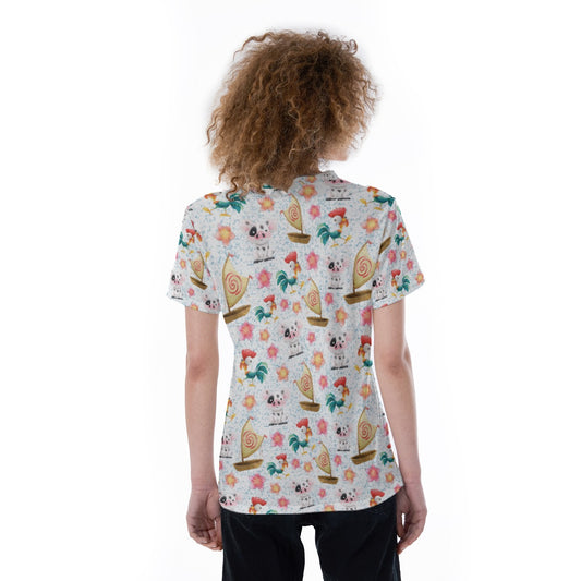 Island Pig & Rooster Duo - Women's Short Sleeve V-Neck T-Shirt