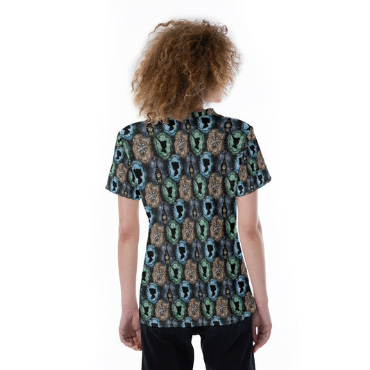 Starry Flight Silhouettesttes - Women's Short Sleeve V-Neck T-Shirt