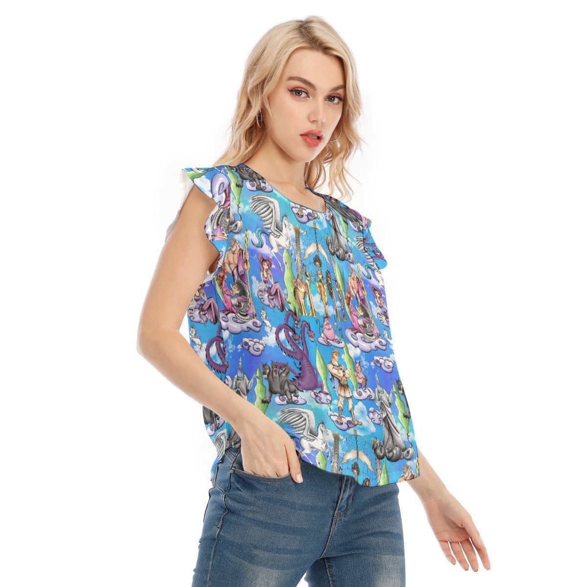 Mythic Hero Chaos Clouds - Women’s Flutter Sleeve Top